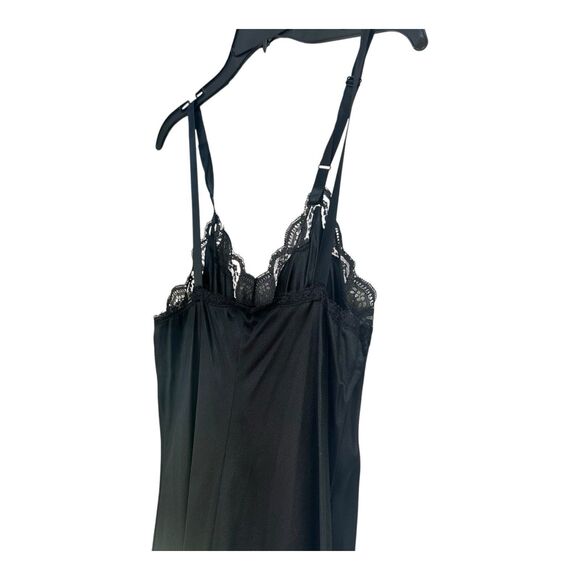 Vintage Val Mode Black Silky Satin Lace Maxi Slip Dress Women’s Size S/M - Picture 4 of 7